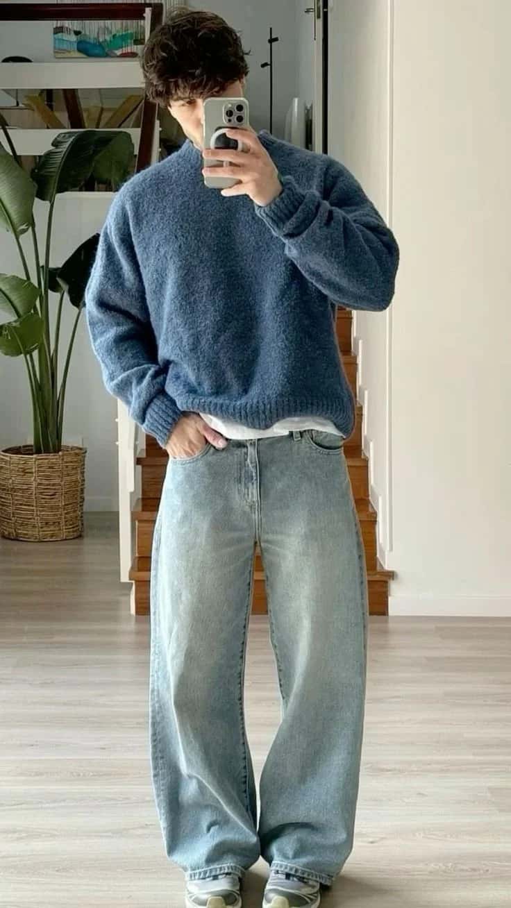 35 Looks Con Jeans Anchos Para Chicos