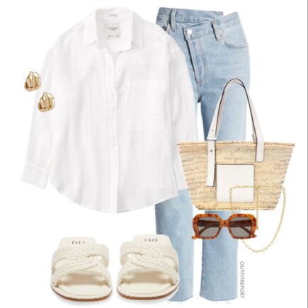 Medium leather trimmed basket tote curated on LTK