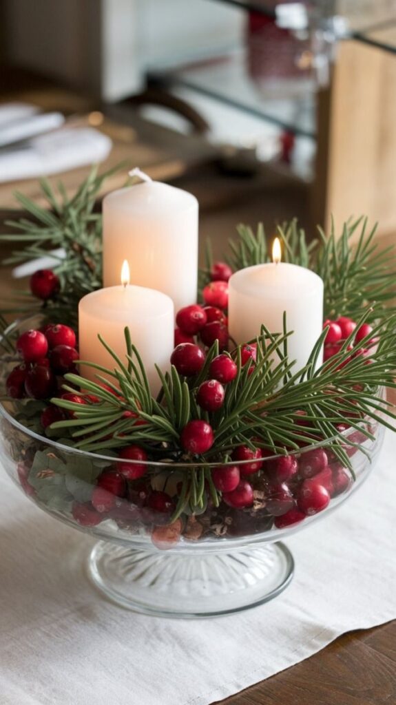 Natural pine cranberry centerpiece