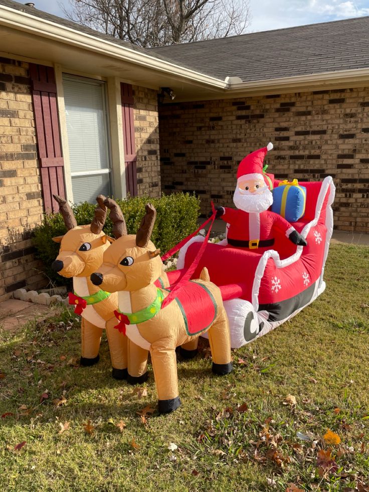 Santa and reindeer inflatable