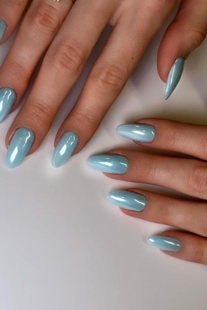 34 sparkly blue chrome nails inspo for 2024