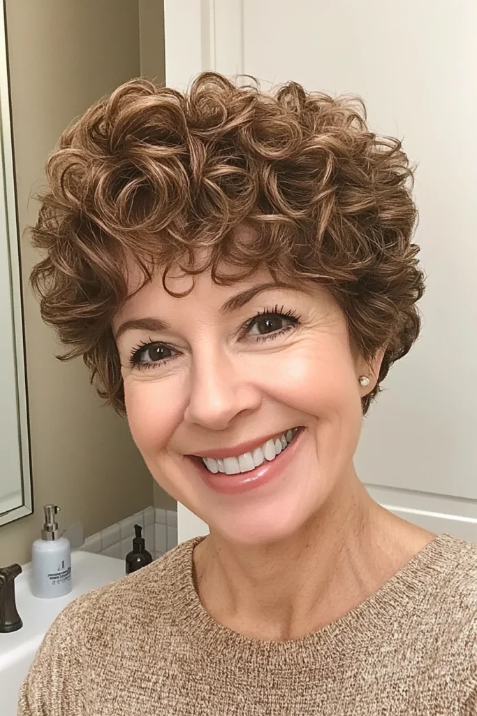25 cortes de cabello rejuvenecedores para mujeres mayores de 50 21 13. Soft Curled Crop in Light Brown Short Haircuts For Women Over 50 With Thick Hair