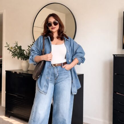 Effortless Wide Leg Jeans Outfit for Curvy Women Spring Edition