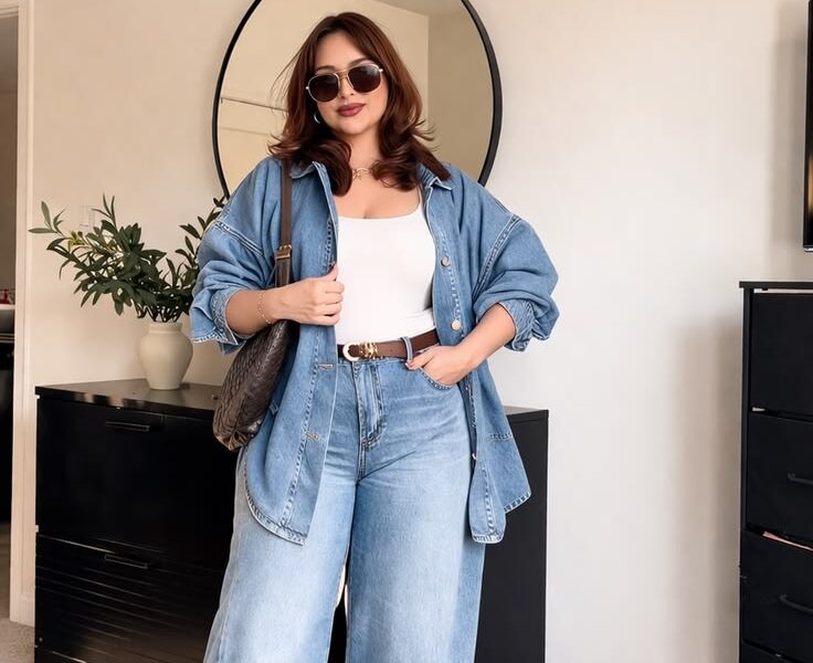 Effortless Wide Leg Jeans Outfit for Curvy Women Spring Edition